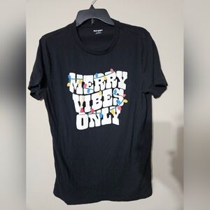 Old Navy Black 'Merry Vibes Only' Tee Unisex